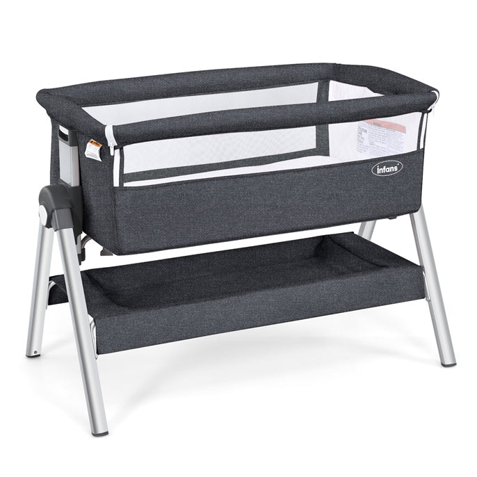 Berceau cododo pour bébé, grand panier de rangement, hauteurs et inclinaison réglables, lit d’appoint mobile facile