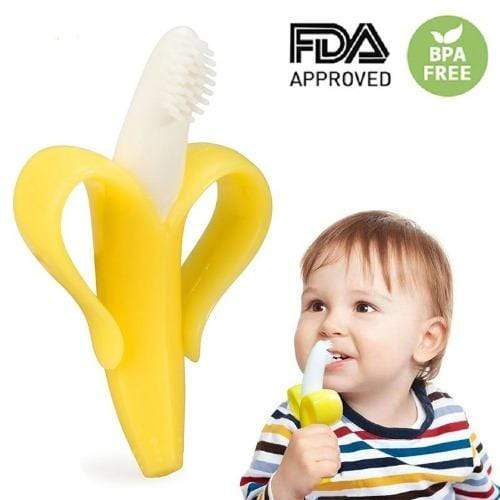 Jouets de dentition et brosse à dents en forme de banane pour bébé | Dentition sûre et ergonomique