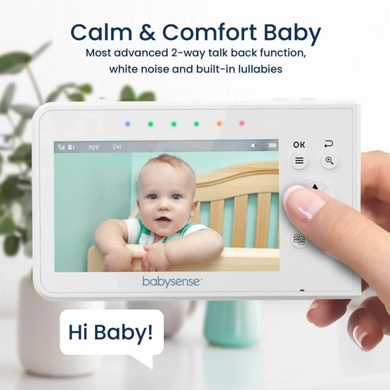 Moniteur vidéo pour bébé V43 - 2 caméras, sans Wi-Fi, écran partagé, veilleuse intégrée