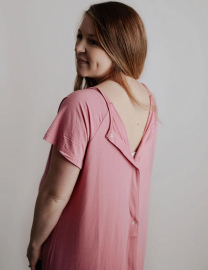 Robe de maternité pour travail et accouchement - Rose poudré