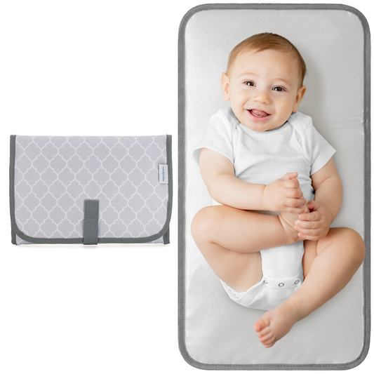Matelas à langer compact et pliable - motif gris