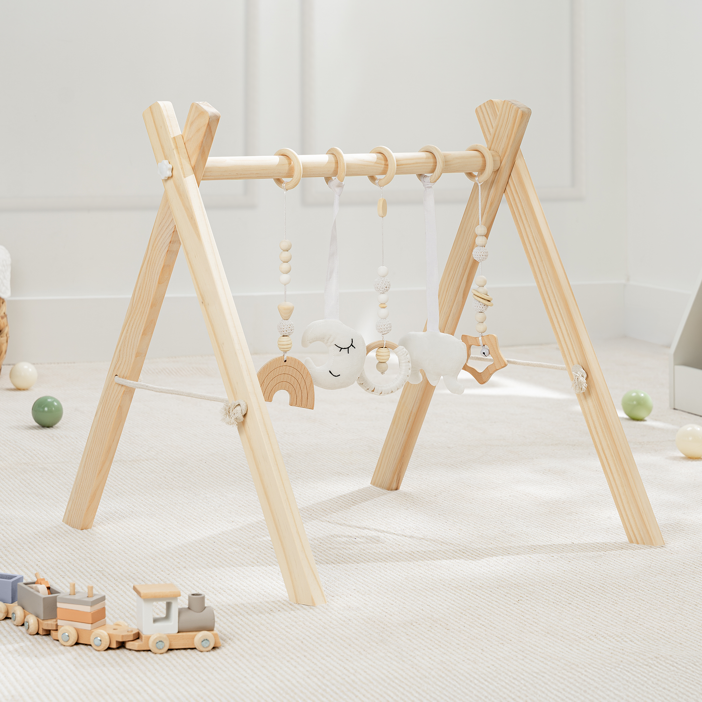 Arche d’éveil bébé en bois naturel
