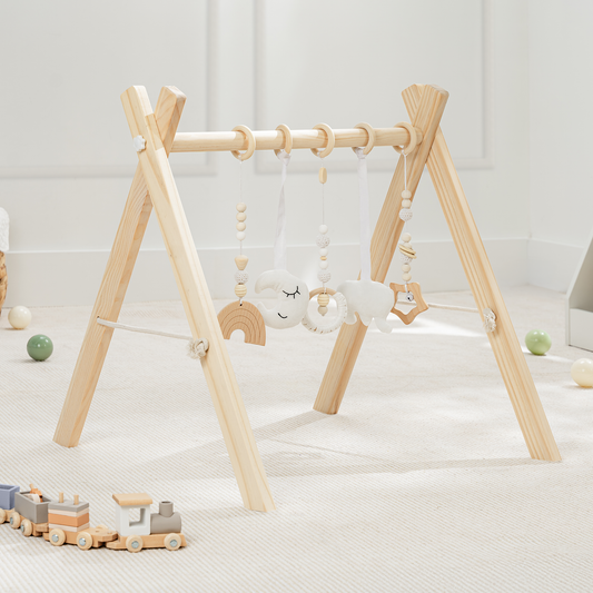Arche d’éveil bébé en bois naturel