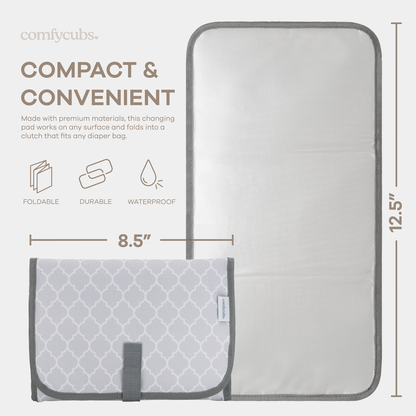 Matelas à langer compact et pliable - motif gris