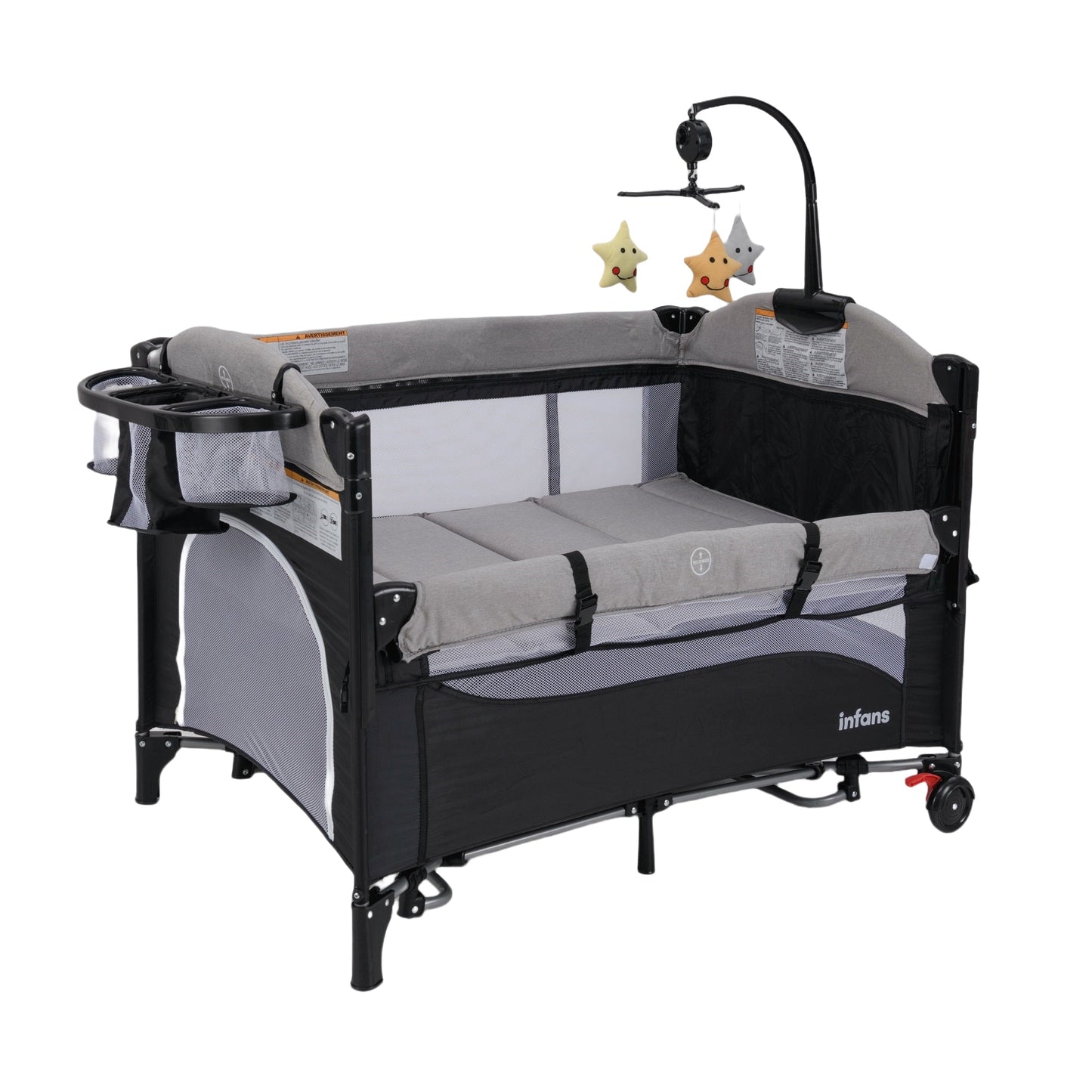 Parc pliable 5-en-1 pour bébé, lit de chevet avec berceau, table à langer, berceau pliable, aire de jeux portable