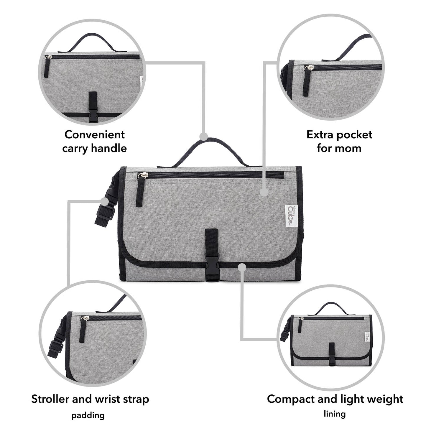 Grand matelas à langer portable - Gris uni