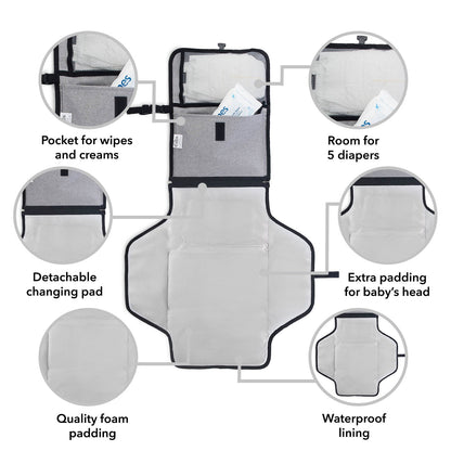 Grand matelas à langer portable - Gris uni