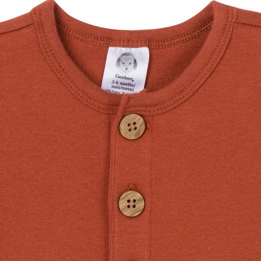 Lot de 2 grenouillères bébé garçon rouille et olive