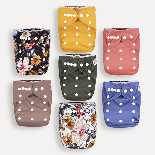 Harlow – Lot de 15 couches lavables réglables en suédine avec inserts hybrides bambou/microfibre et sac humide/sec