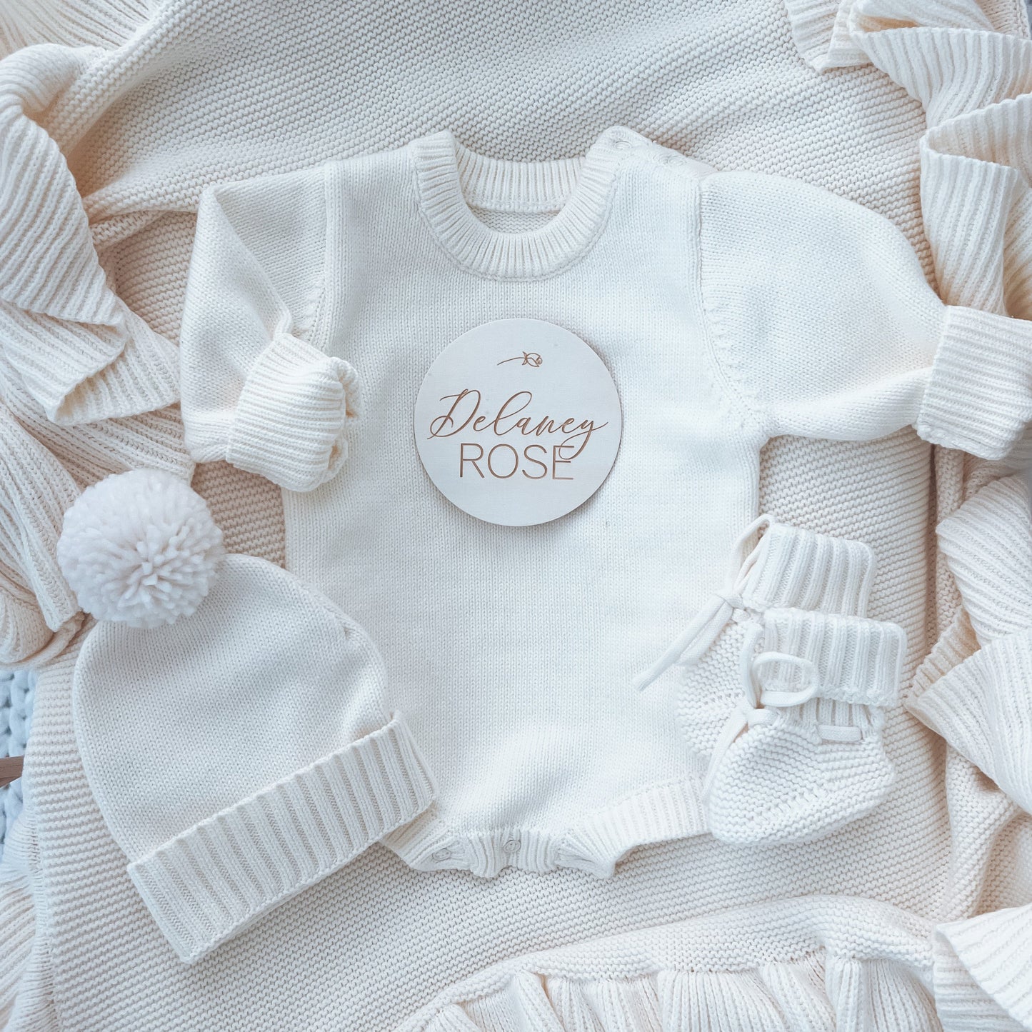 Barboteuse Pull en Maille Personnalisée pour Bébé | Couleur Unie