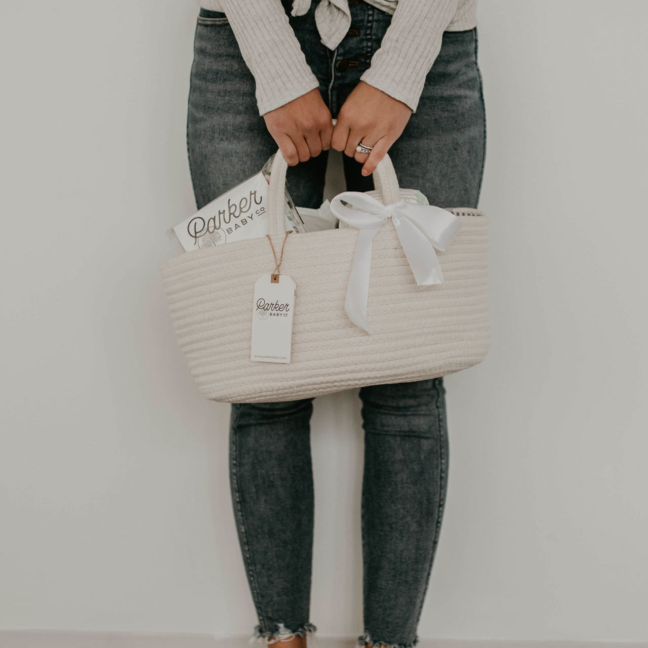 Panier à couches en corde – Organisateur de table à langer