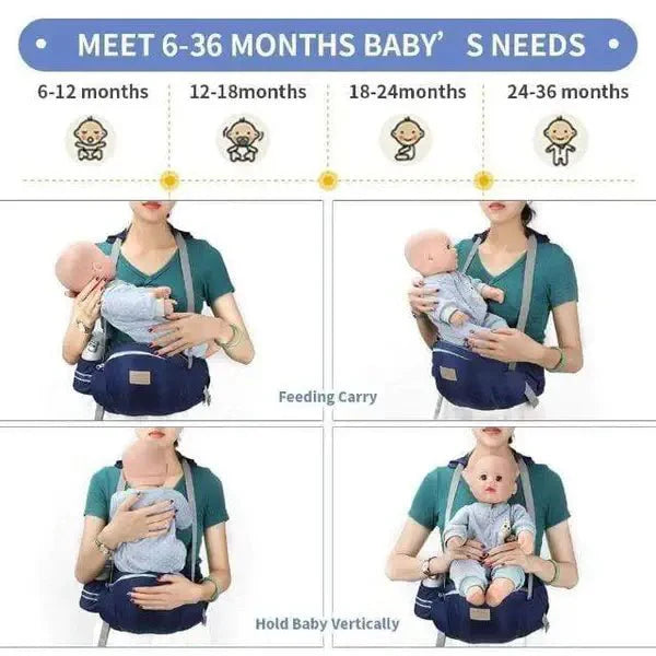 Porte-bébé avec siège de hanche et sangle d'épaule pour les 0-36 mois