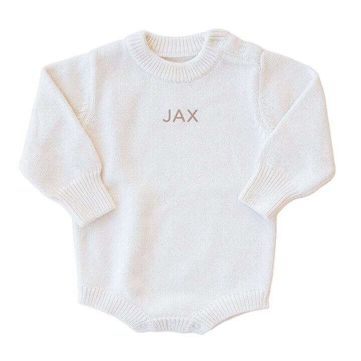 Barboteuse Pull en Maille Personnalisée pour Bébé | Couleur Unie