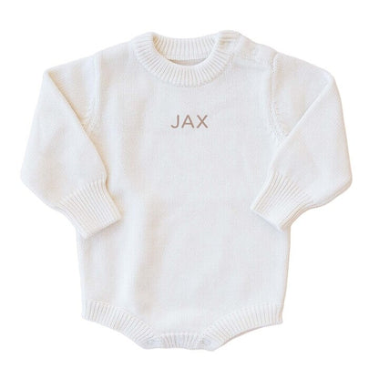 Barboteuse Pull en Maille Personnalisée pour Bébé | Couleur Unie