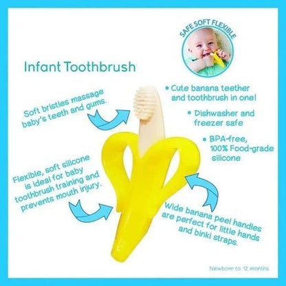 Jouets de dentition et brosse à dents en forme de banane pour bébé | Dentition sûre et ergonomique