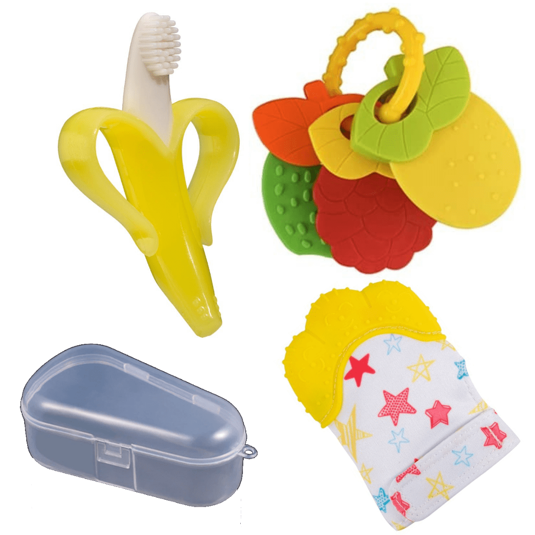Jouets de dentition et brosse à dents en forme de banane pour bébé | Dentition sûre et ergonomique