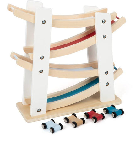 Circuit de Course en Bois avec Rampe