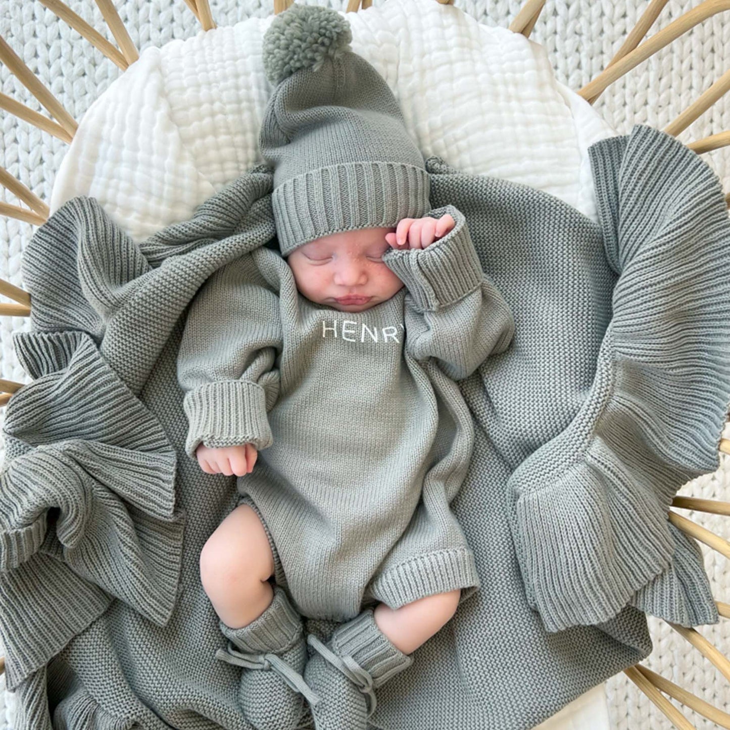 Barboteuse Pull en Maille Personnalisée pour Bébé | Couleur Unie