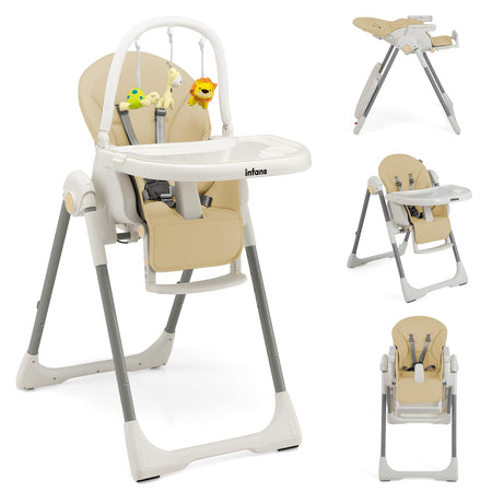 Chaise haute évolutive et pliable pour bébé et enfant, 7 hauteurs, dossier inclinable 4 positions