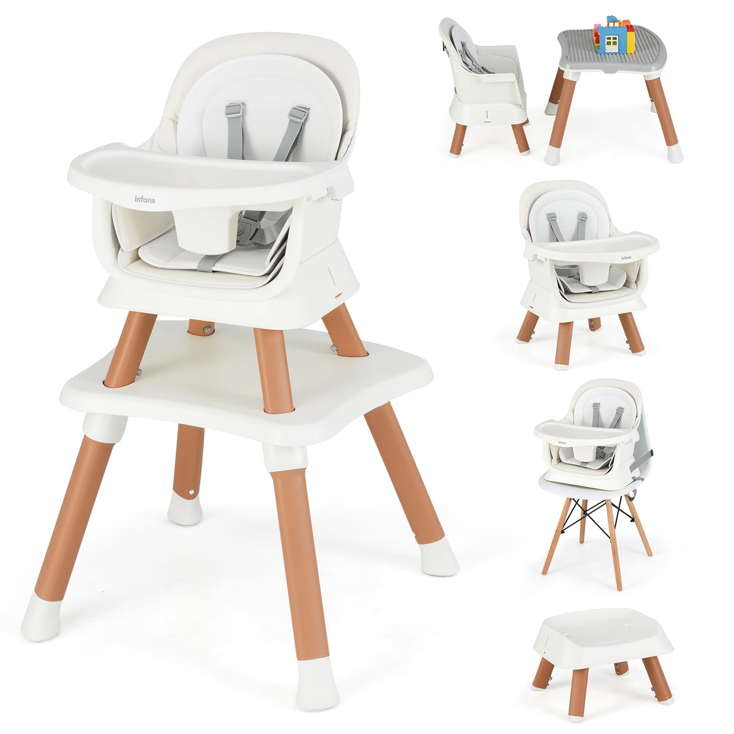 Chaise haute 8 en 1, chaise convertible pour bébé et tout-petit, rehausseur de repas, ensemble tabouret/table/chaise pour enfant