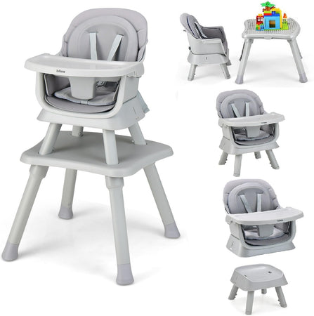 Chaise haute 8 en 1, chaise convertible pour bébé et tout-petit, rehausseur de repas, ensemble tabouret/table/chaise pour enfant