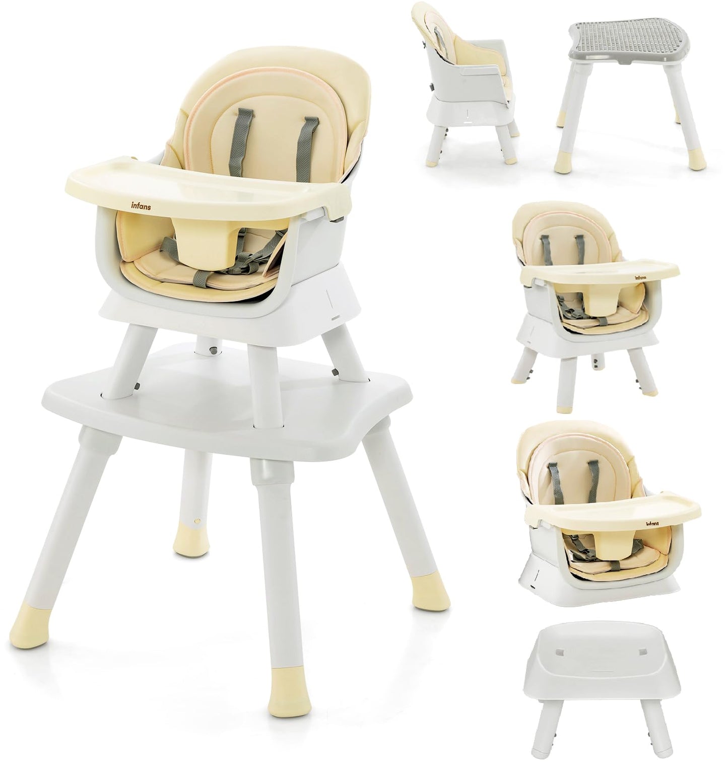 Chaise haute 8 en 1, chaise convertible pour bébé et tout-petit, rehausseur de repas, ensemble tabouret/table/chaise pour enfant