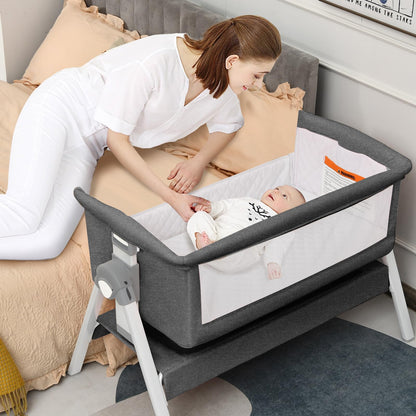 Berceau cododo pour bébé, grand panier de rangement, hauteurs et inclinaison réglables, lit d’appoint mobile facile