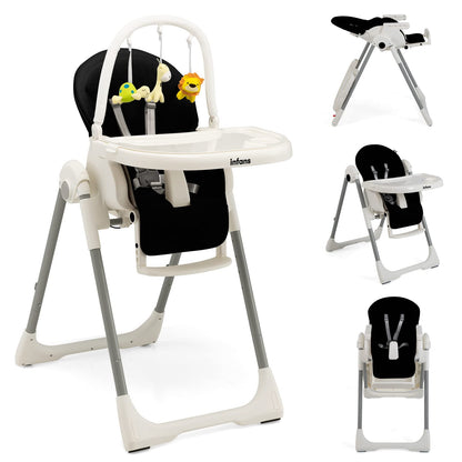 Chaise haute évolutive et pliable pour bébé et enfant, 7 hauteurs, dossier inclinable 4 positions