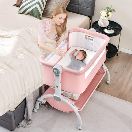 Berceau bébé 3 en 1 : lit d'appoint, berceau à bascule, pliable et portable, cododo sécurisé avec panier de rangement