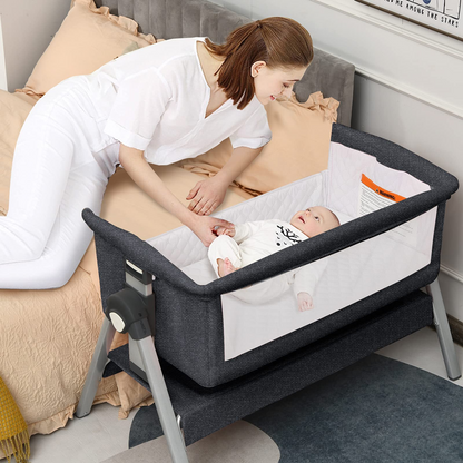 Berceau cododo pour bébé, grand panier de rangement, hauteurs et inclinaison réglables, lit d’appoint mobile facile
