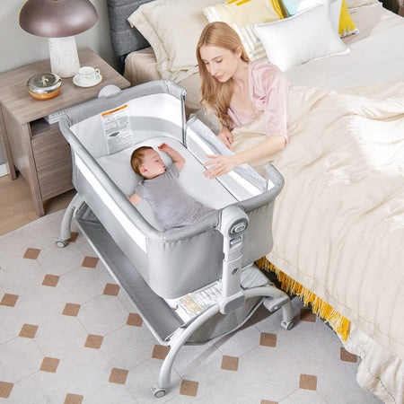 Berceau bébé 3 en 1 : lit d'appoint, berceau à bascule, pliable et portable, cododo sécurisé avec panier de rangement