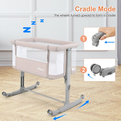 Berceau bébé 3-en-1, lit d'appoint pour nouveau-né, berceau pliable avec matelas, montage facile