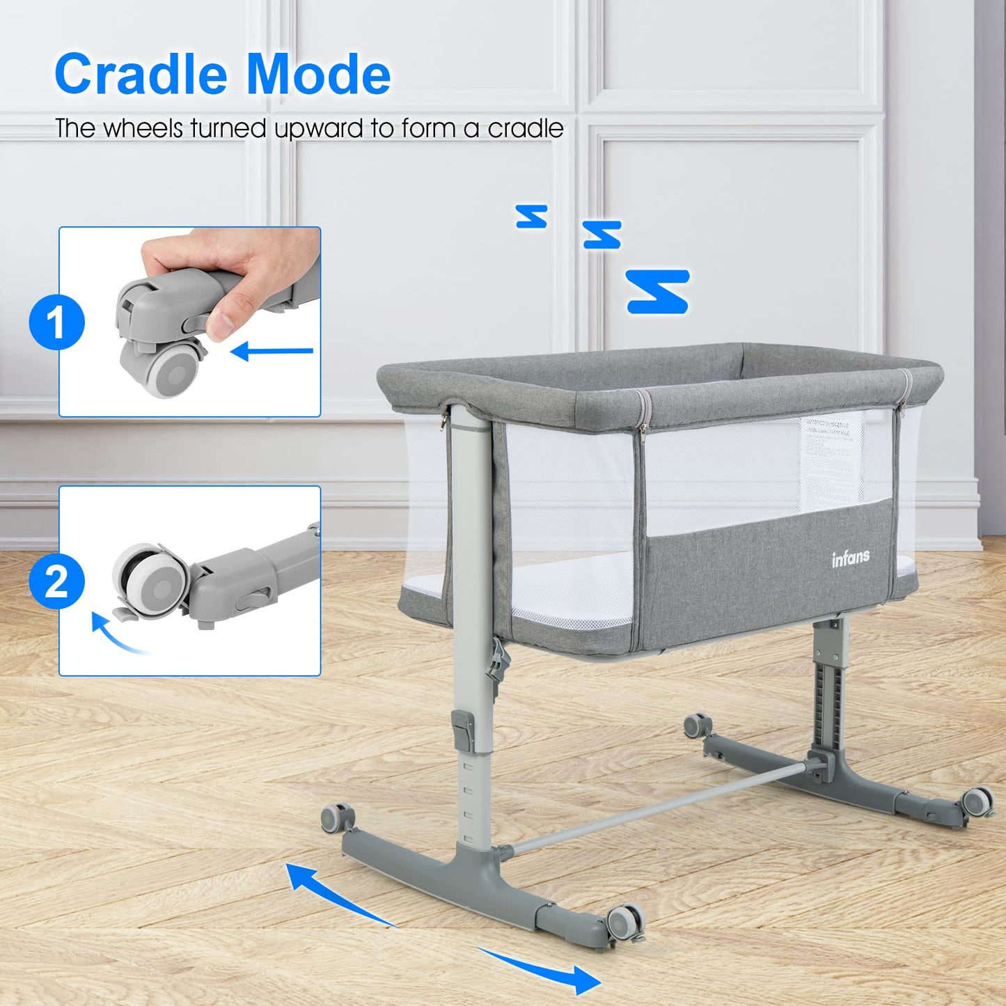 Berceau bébé 3-en-1, lit d'appoint pour nouveau-né, berceau pliable avec matelas, montage facile