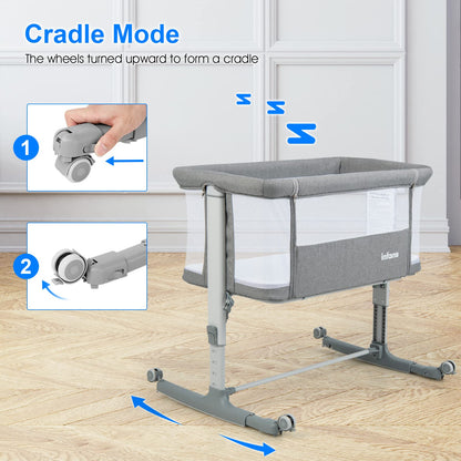 Berceau bébé 3-en-1, lit d'appoint pour nouveau-né, berceau pliable avec matelas, montage facile
