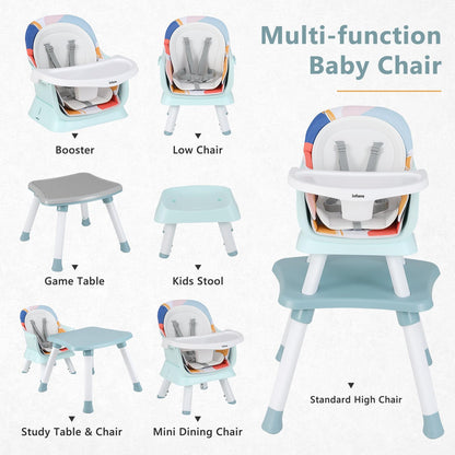 Chaise haute 8 en 1, chaise convertible pour bébé et tout-petit, rehausseur de repas, ensemble tabouret/table/chaise pour enfant