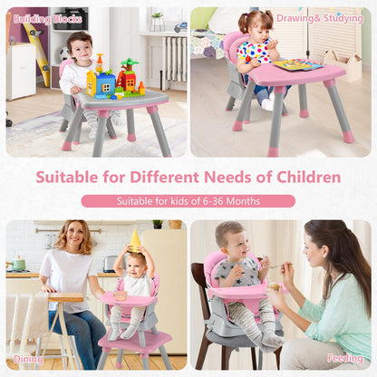 Chaise haute 8 en 1, chaise convertible pour bébé et tout-petit, rehausseur de repas, ensemble tabouret/table/chaise pour enfant