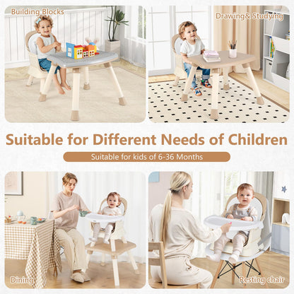 Chaise haute 8 en 1, chaise convertible pour bébé et tout-petit, rehausseur de repas, ensemble tabouret/table/chaise pour enfant