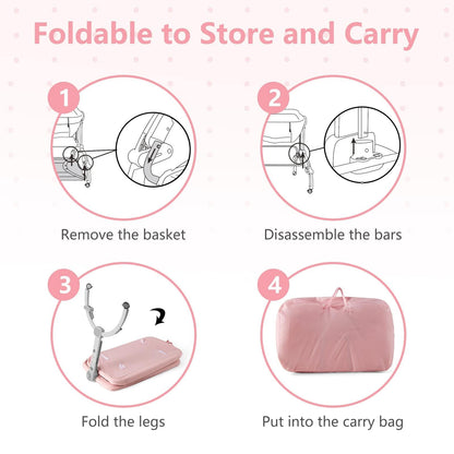 Berceau bébé 3 en 1 : lit d'appoint, berceau à bascule, pliable et portable, cododo sécurisé avec panier de rangement