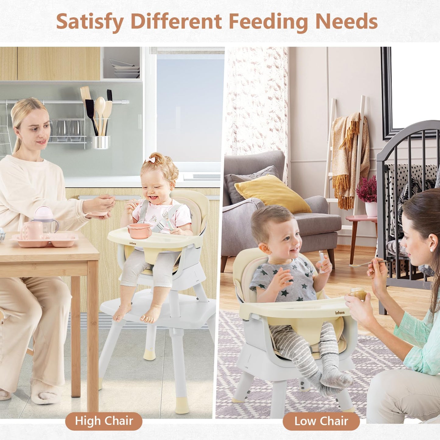 Chaise haute 8 en 1, chaise convertible pour bébé et tout-petit, rehausseur de repas, ensemble tabouret/table/chaise pour enfant
