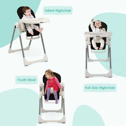 Chaise haute évolutive et pliable pour bébé et enfant, 7 hauteurs, dossier inclinable 4 positions