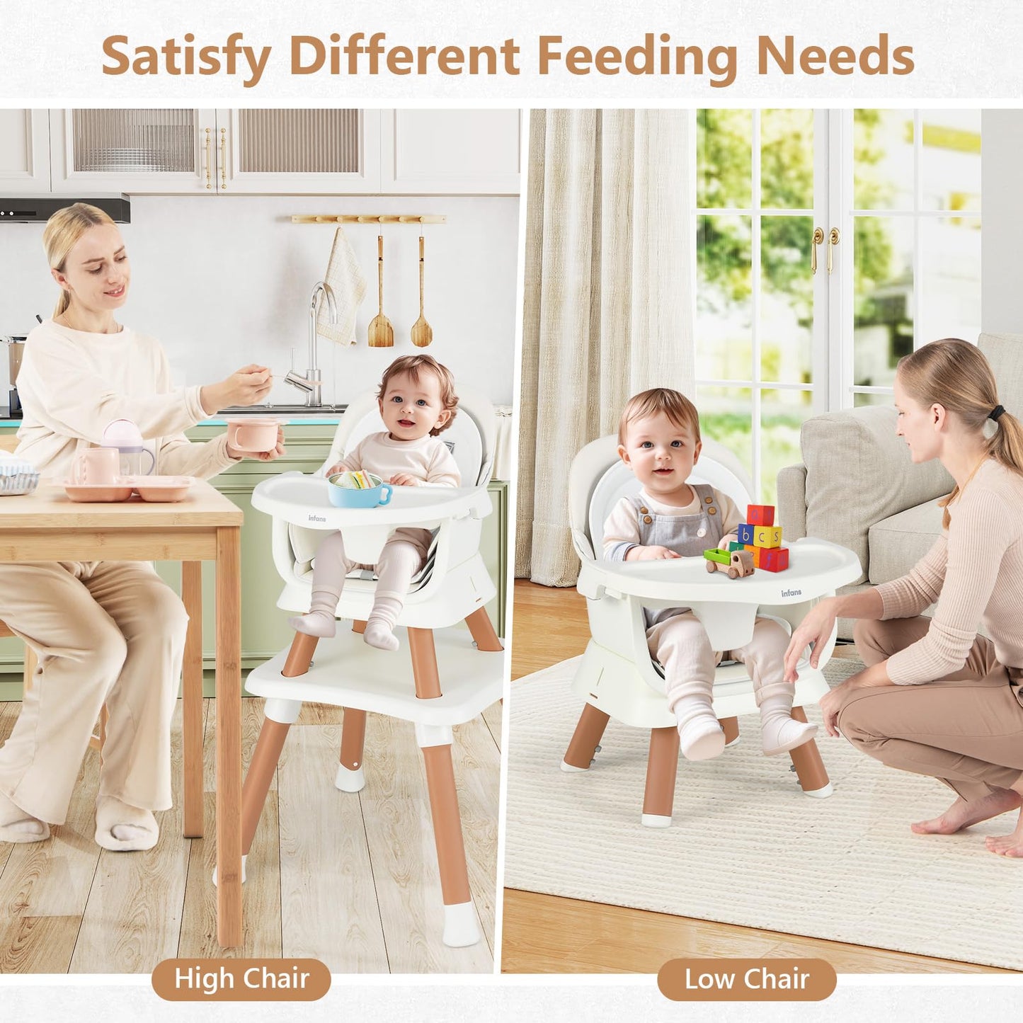 Chaise haute 8 en 1, chaise convertible pour bébé et tout-petit, rehausseur de repas, ensemble tabouret/table/chaise pour enfant