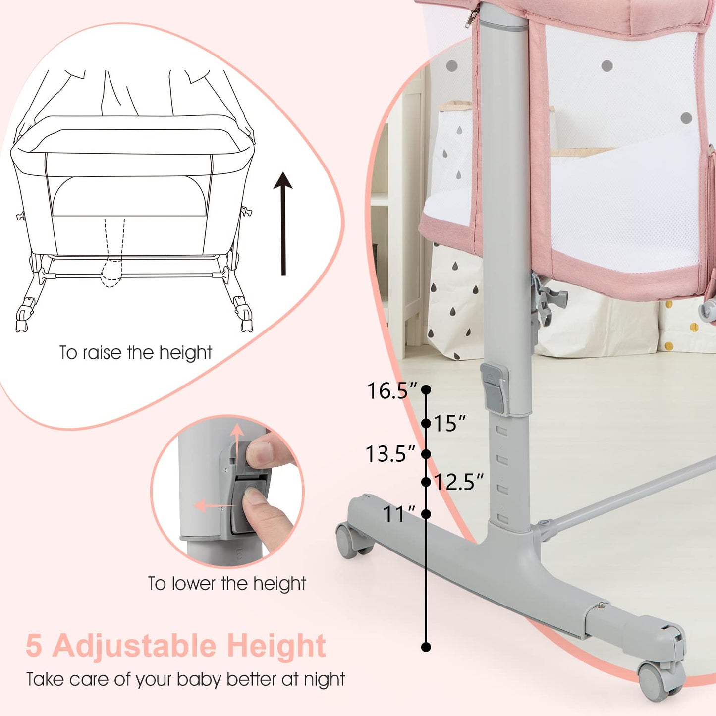 Berceau bébé 3-en-1, lit d'appoint pour nouveau-né, berceau pliable avec matelas, montage facile