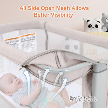 Berceau bébé 3-en-1, lit d'appoint pour nouveau-né, berceau pliable avec matelas, montage facile