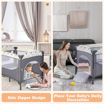 Parc pliable 5-en-1 pour bébé, lit de chevet avec berceau, table à langer, berceau pliable, aire de jeux portable