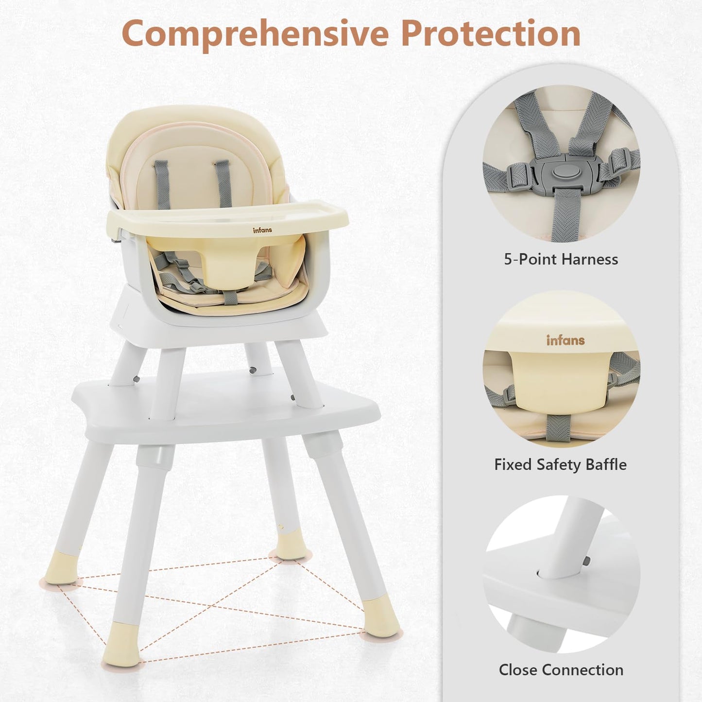 Chaise haute 8 en 1, chaise convertible pour bébé et tout-petit, rehausseur de repas, ensemble tabouret/table/chaise pour enfant