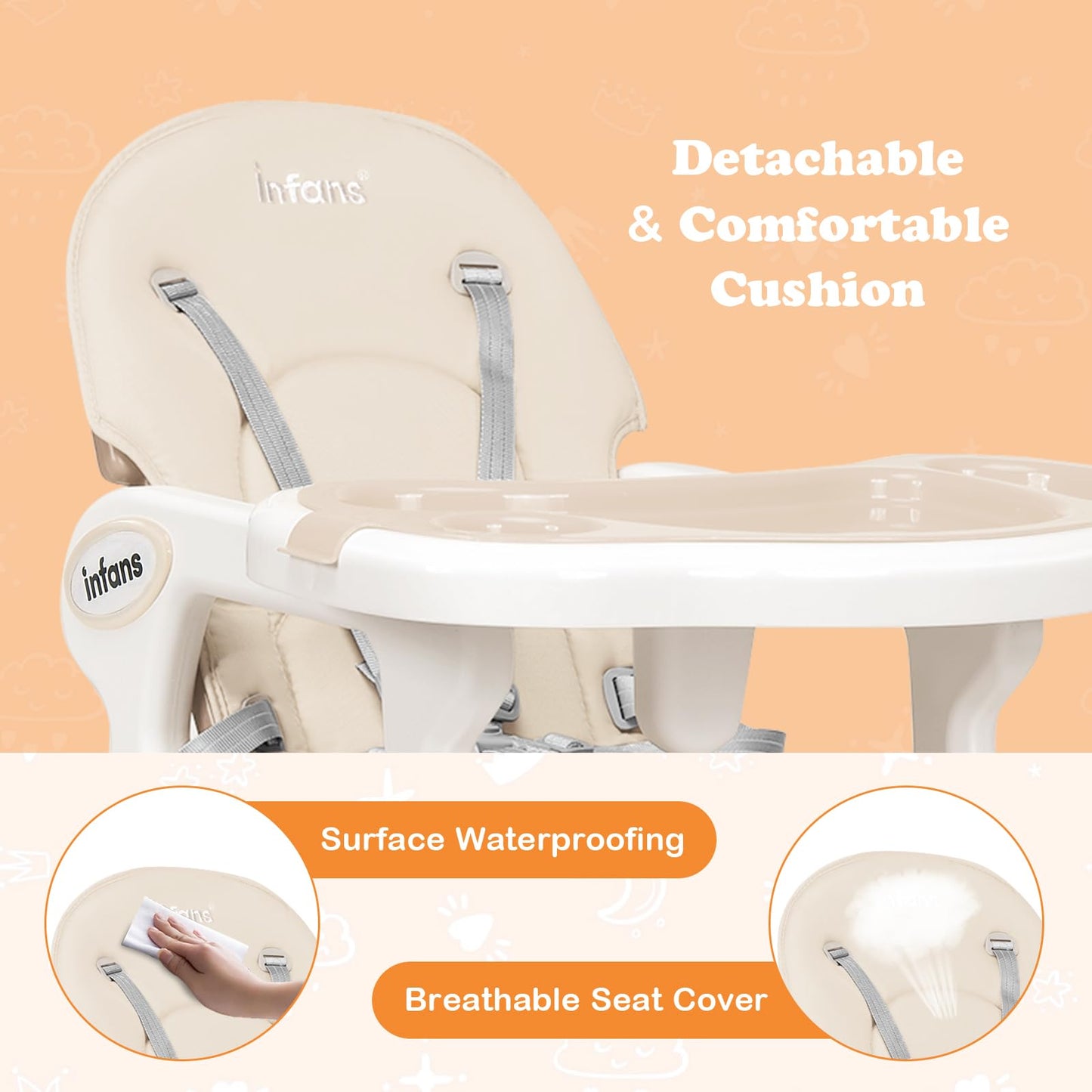 Chaise haute évolutive 5-en-1 pour bébé, ensemble chaise/table convertible, fonction bascule, siège multifonction avec roues universelles verrouillables