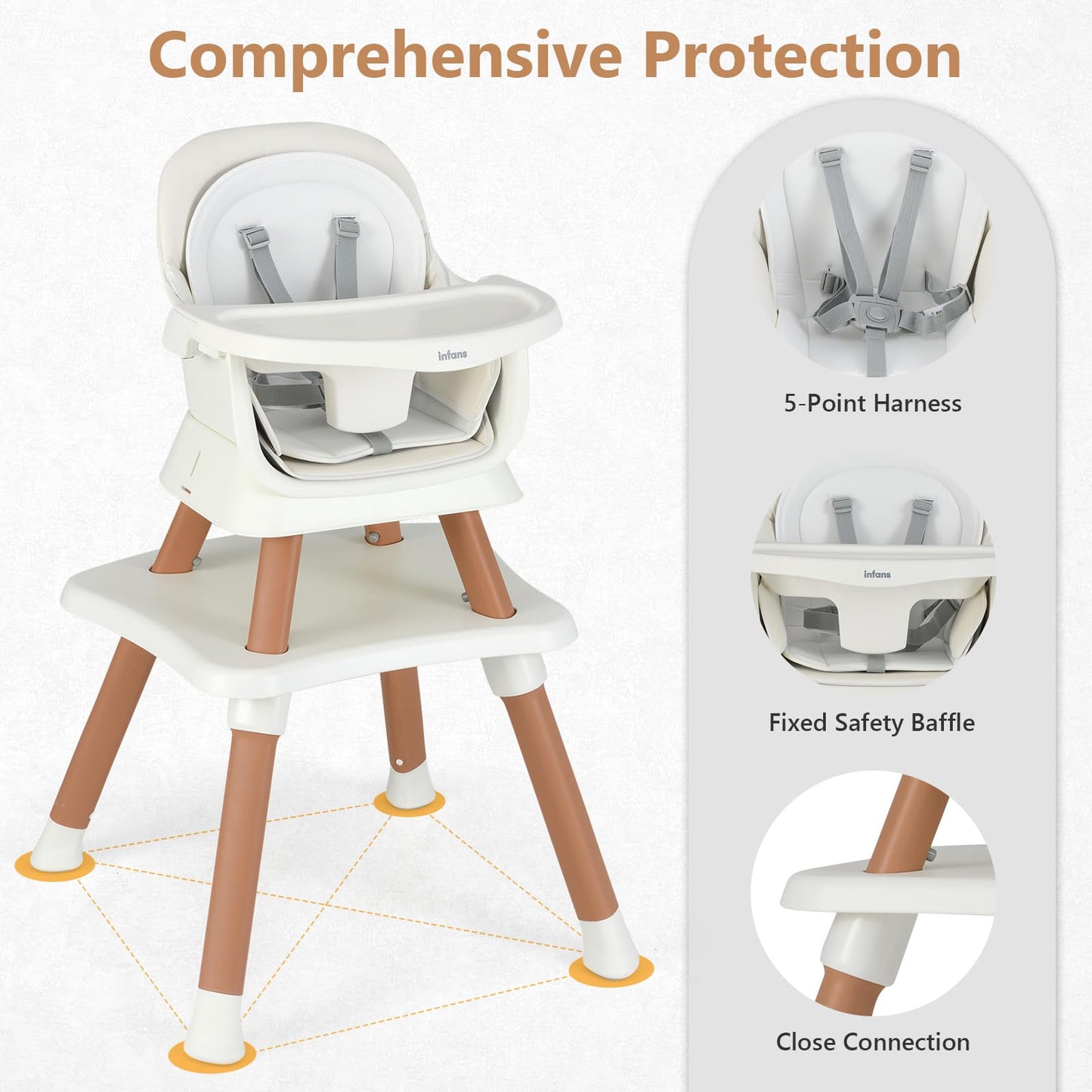 Chaise haute 8 en 1, chaise convertible pour bébé et tout-petit, rehausseur de repas, ensemble tabouret/table/chaise pour enfant