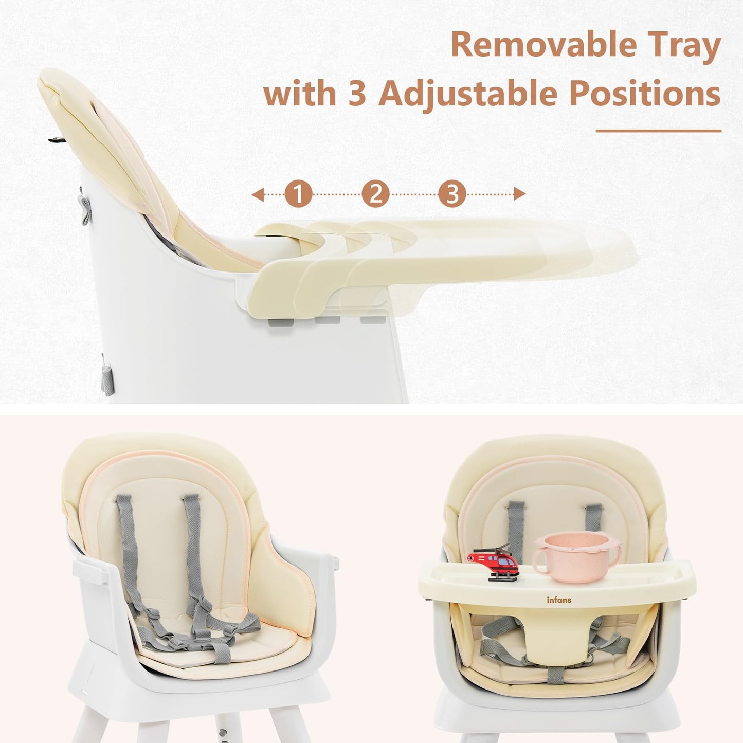 Chaise haute 8 en 1, chaise convertible pour bébé et tout-petit, rehausseur de repas, ensemble tabouret/table/chaise pour enfant