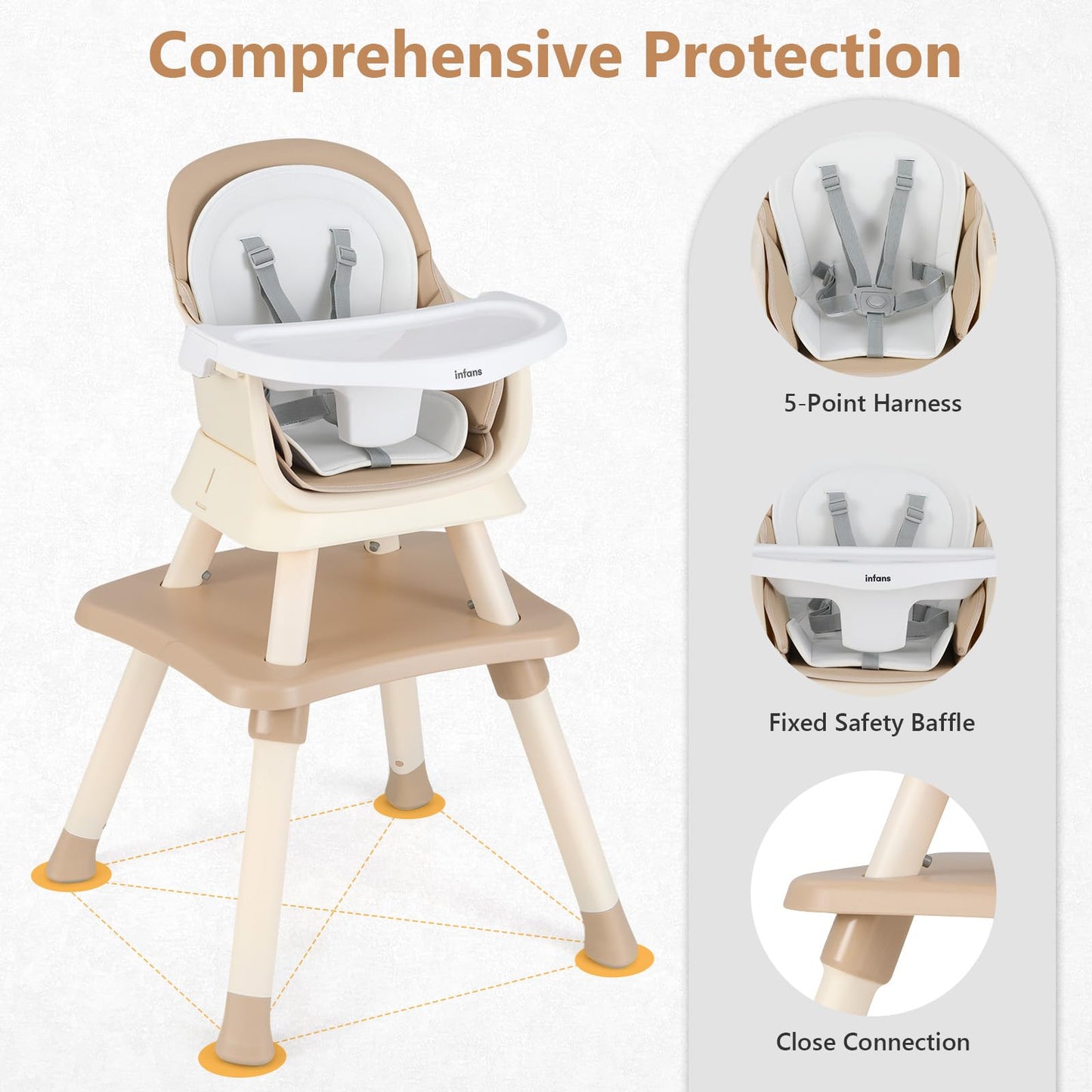 Chaise haute 8 en 1, chaise convertible pour bébé et tout-petit, rehausseur de repas, ensemble tabouret/table/chaise pour enfant