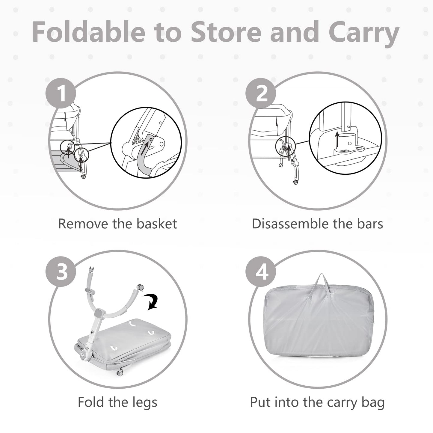 Berceau bébé 3 en 1 : lit d'appoint, berceau à bascule, pliable et portable, cododo sécurisé avec panier de rangement